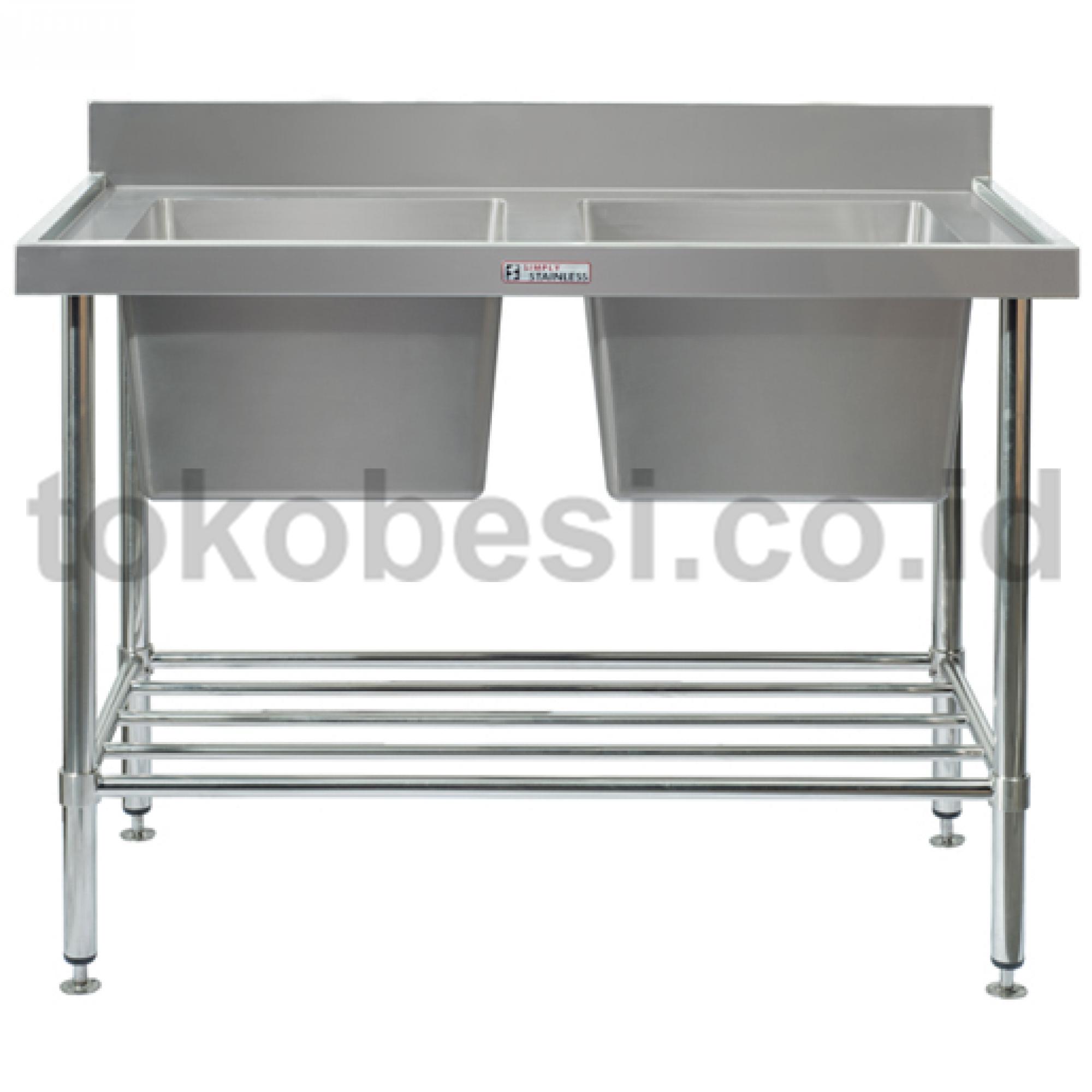 Double Sink Bench with Splashback 1500 x 600 x 900 mm